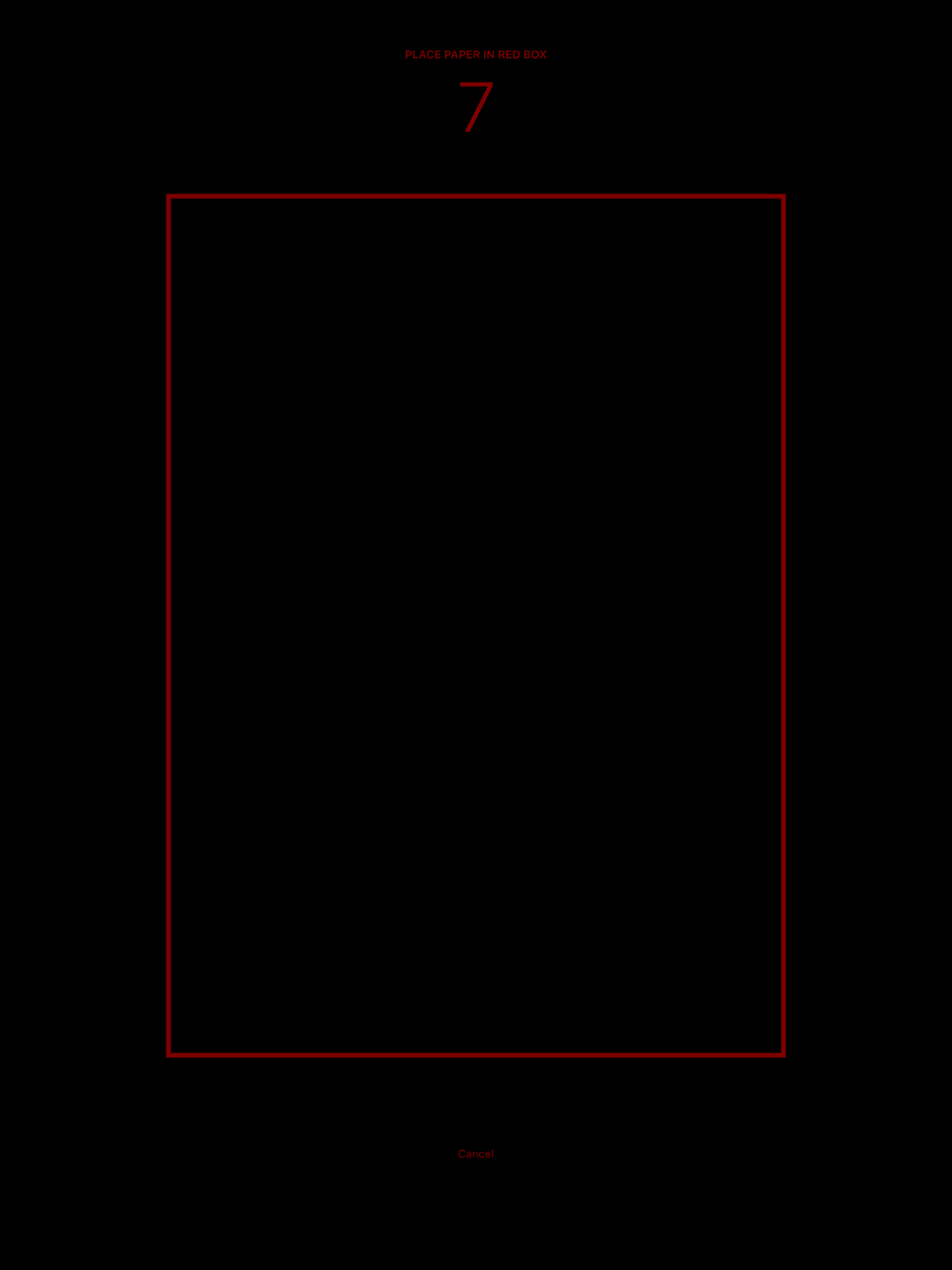 Bromyde Contact paper-placement countdown in Darkroom mode on iPad